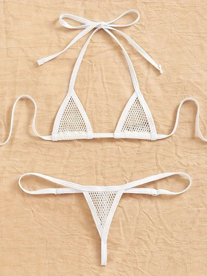 Weißes Micro-Triangel Bikini-Set