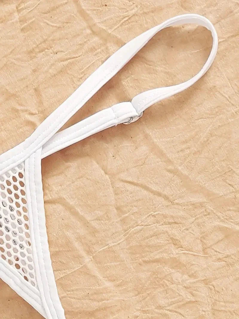 Weißes Micro-Triangel Bikini-Set